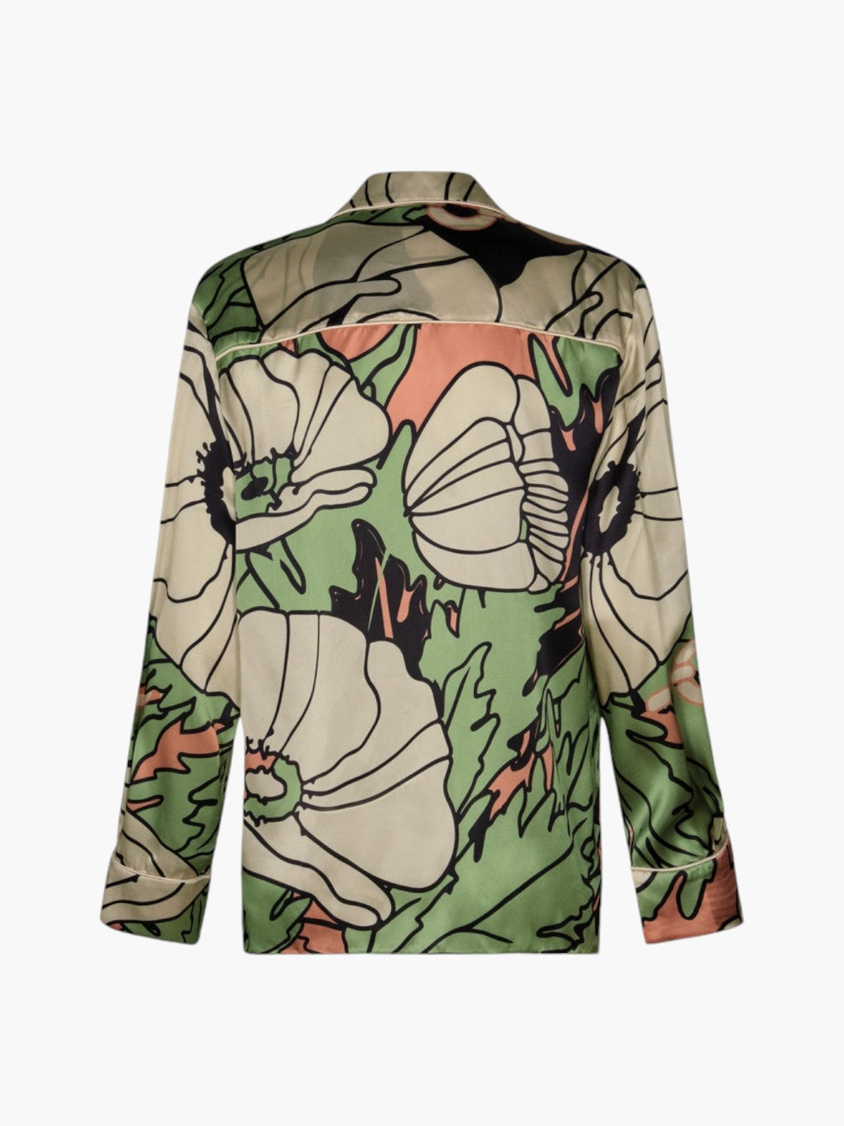Noches De Luna Satin Silk Shirt | Sage Gladiolos Garden Noches De Luna Satin Silk Shirt | Sage Gladiolos Garden - Fashionkind