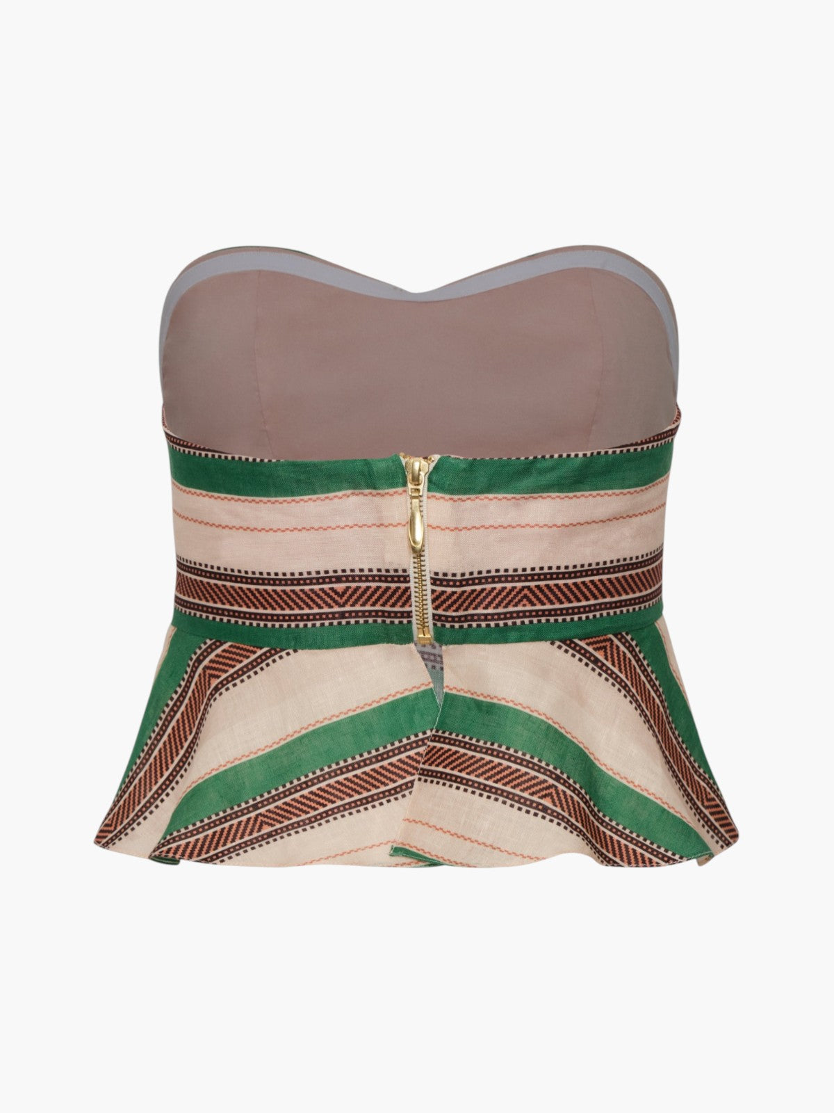 Peplum Linen Top | Green Artisanal Stripes Peplum Linen Top | Green Artisanal Stripes - Fashionkind