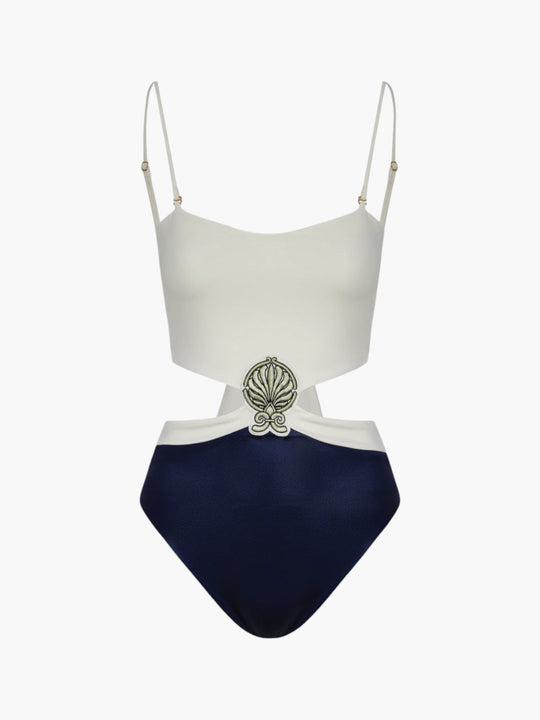 Pestana Embroidered One Piece | Navy/Ivory