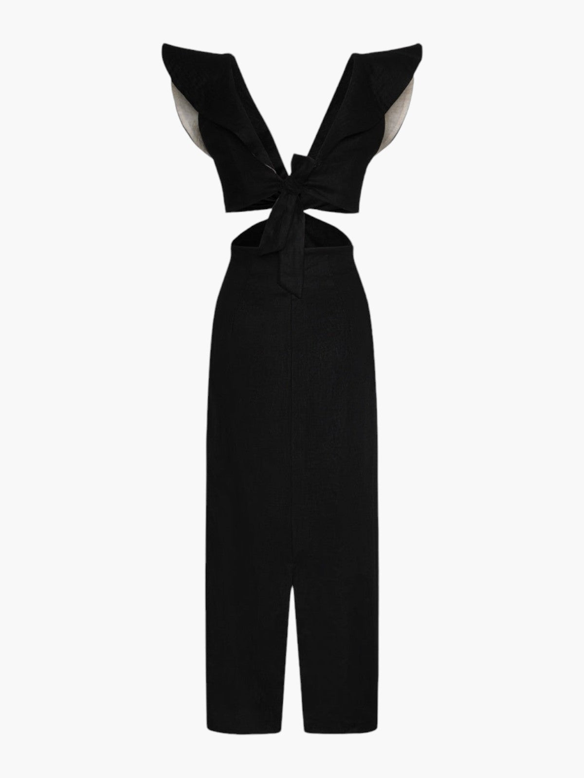 black midi dress linen Juan de Dios | Quetzal Linen Midi Dress | Black