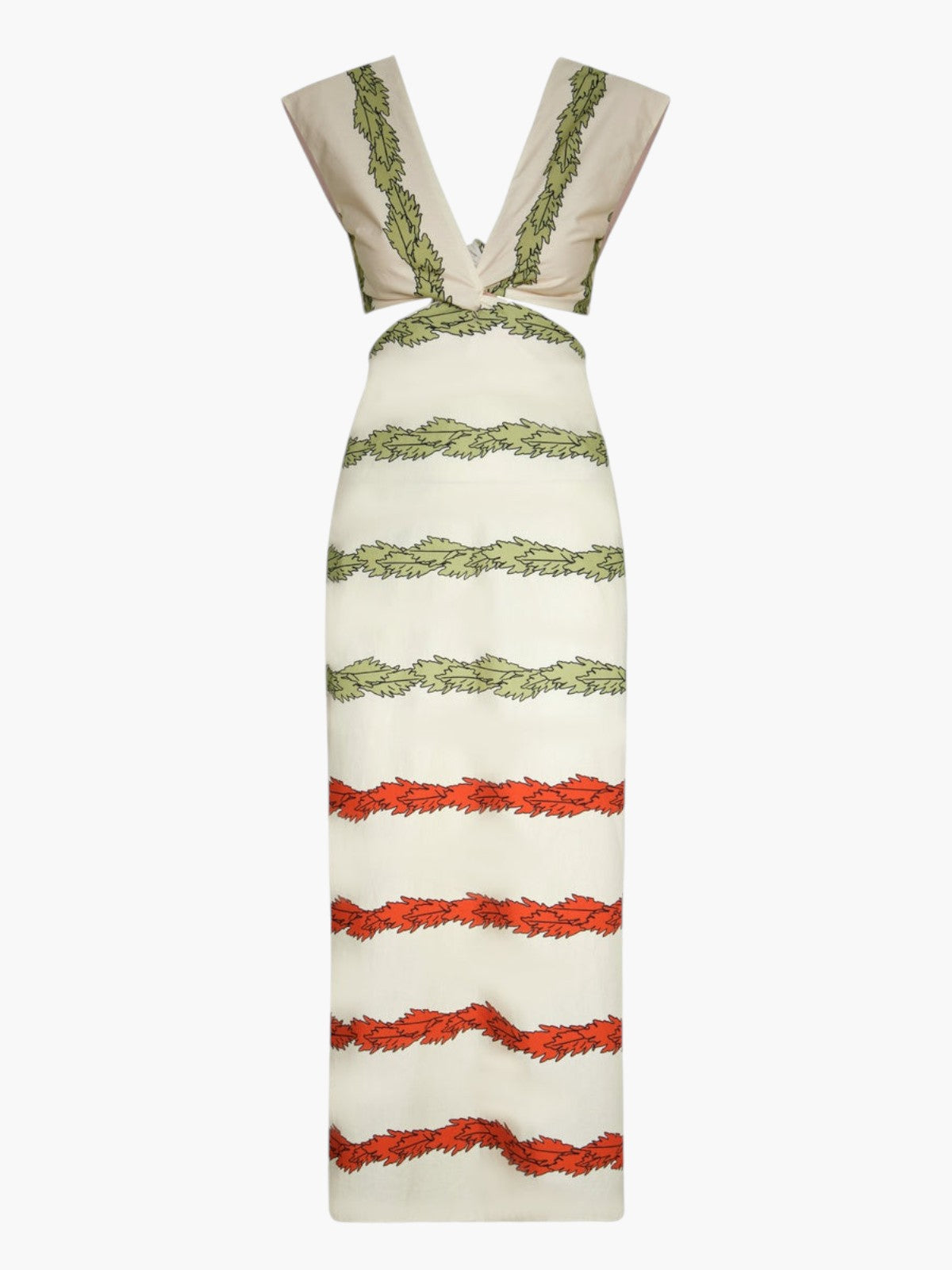 Quinto Sol Cotton Midi Dress | Ivory Striped Helechos Quinto Sol Cotton Midi Dress | Ivory Striped Helechos - Fashionkind