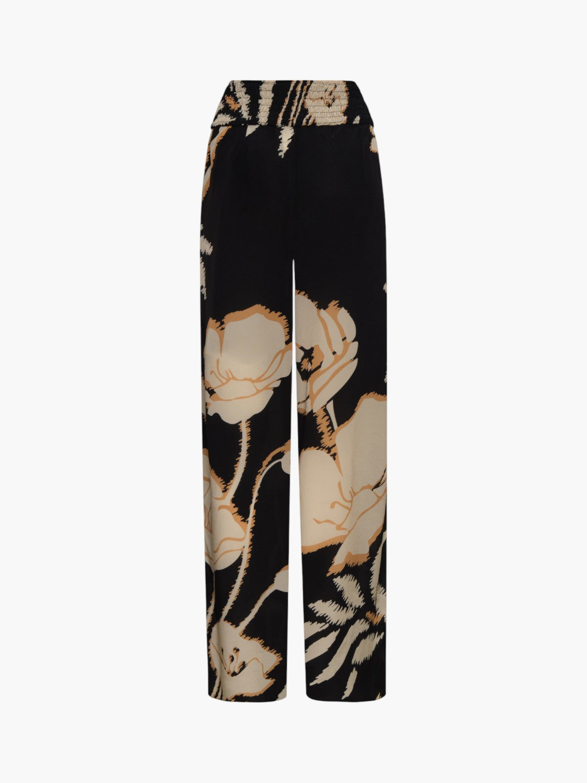 San Cipriano Crepe Chine Pants | Black/Beige Gladiolos San Cipriano Crepe Chine Pants | Black/Beige Gladiolos - Fashionkind