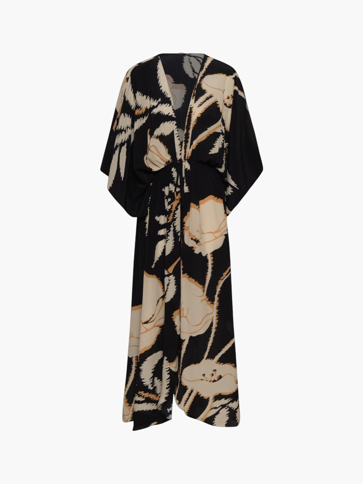 San Cipriano Crepe Chine Tunic | Black/Beige Gladiolos