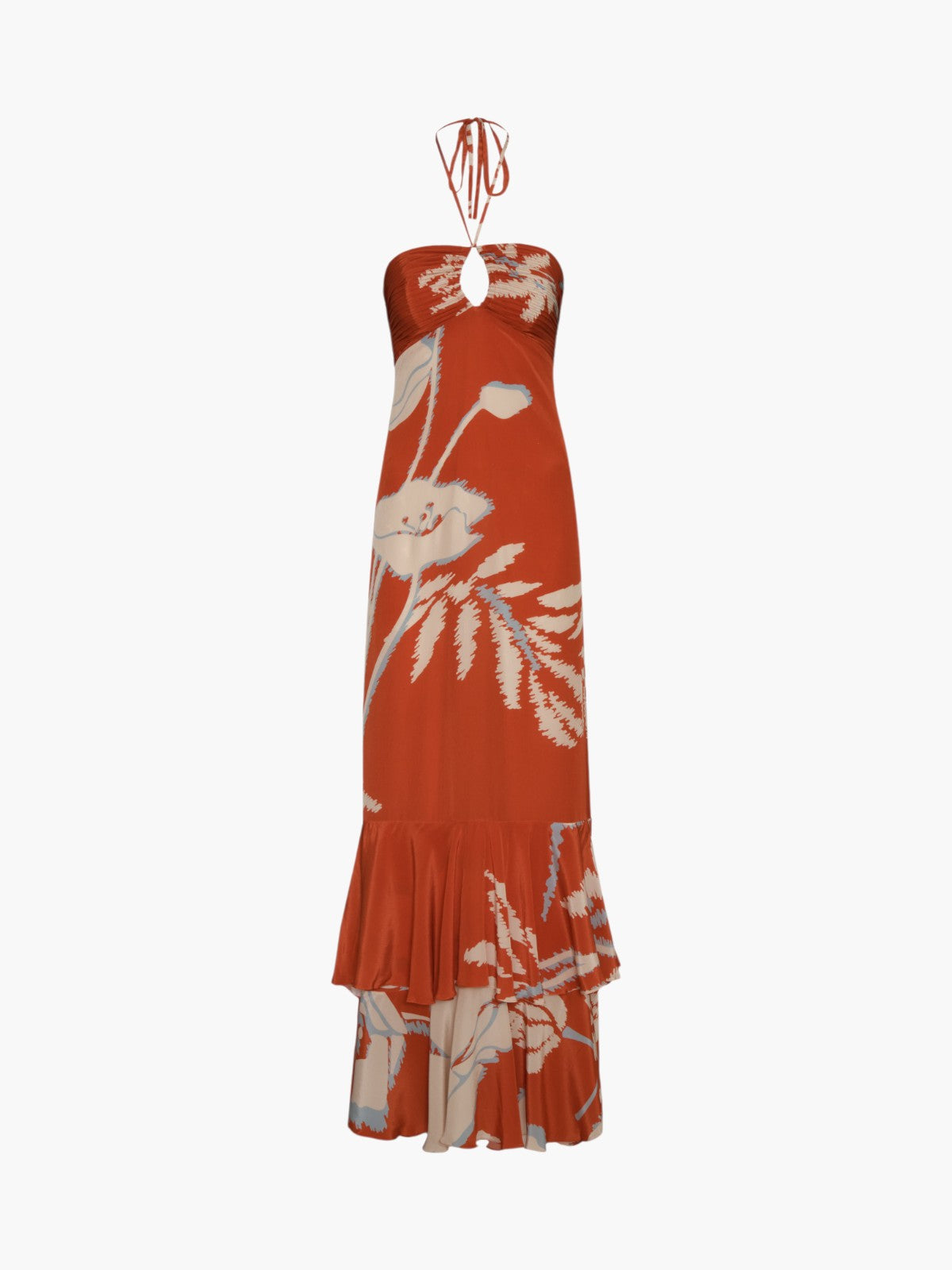 Sevillana Crepe Chine Dress | Orange Gladiolos Sevillana Crepe Chine Dress | Orange Gladiolos
