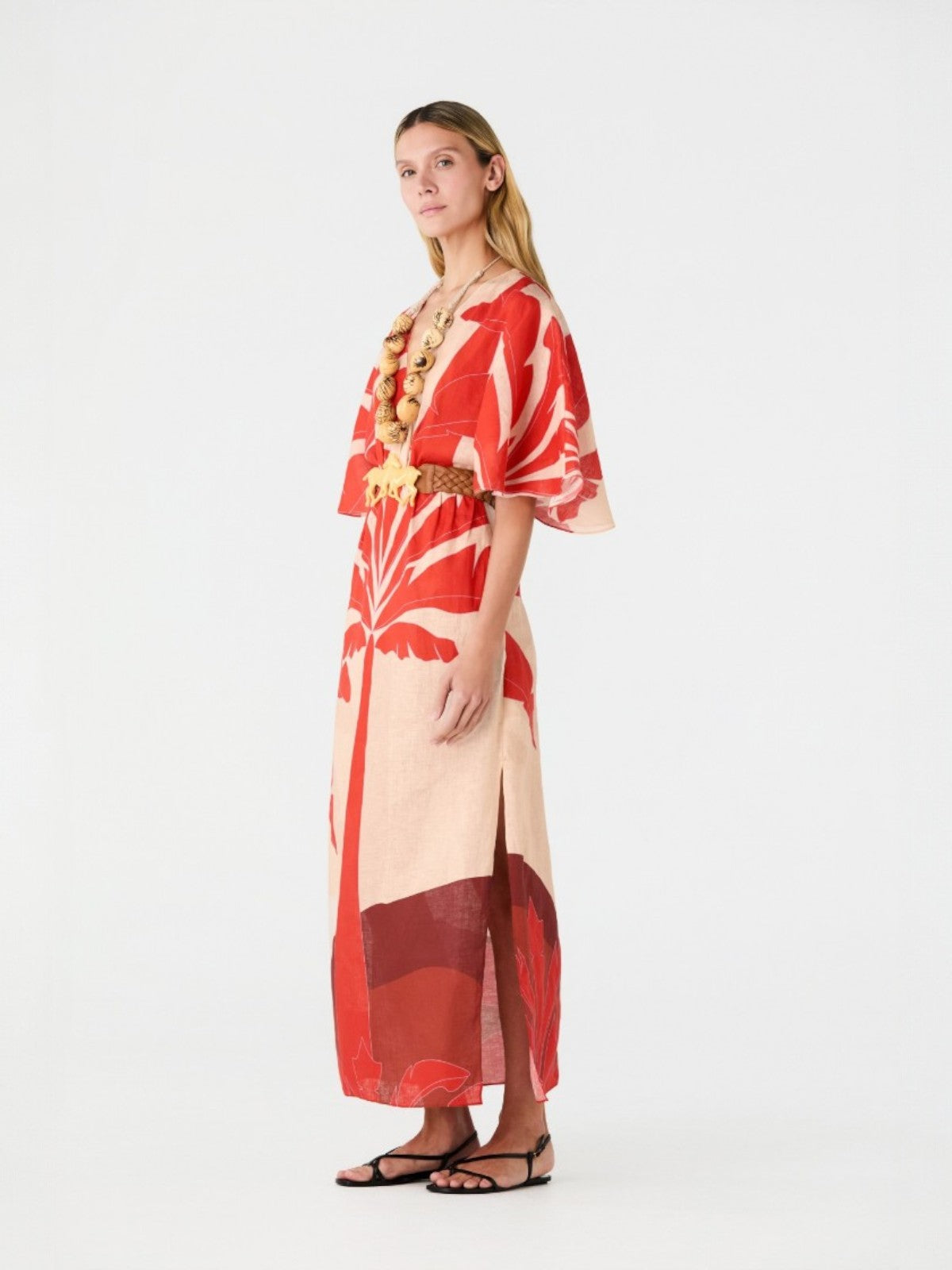 Topacio Linen Midi Tunic Dress | Orange Palms Topacio Linen Midi Tunic Dress | Orange Palms - Fashionkind
