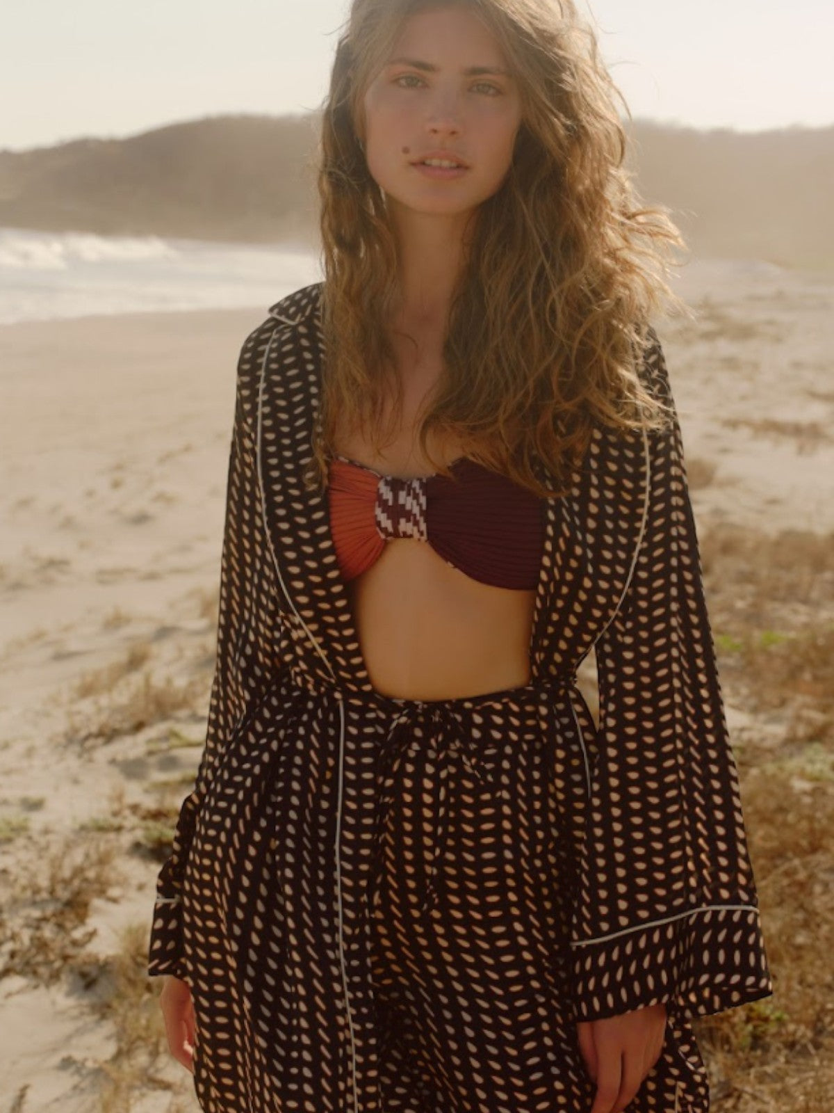 Western Satin Silk Kaftan | Black & Ivory Seeds