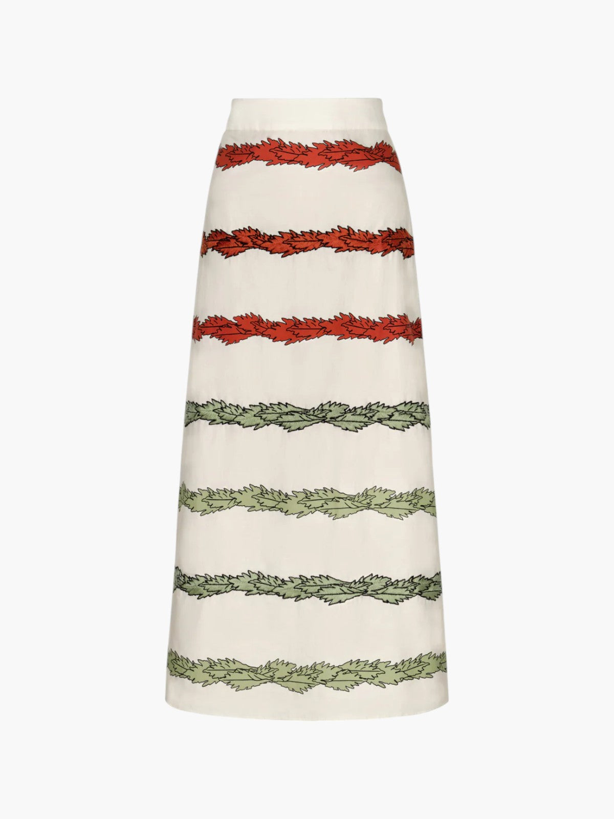 El Carmen Embroidered Cotton Midi Skirt | Ivory Striped Helechos El Carmen Embroidered Cotton Midi Skirt | Ivory Striped Helechos - Fashionkind