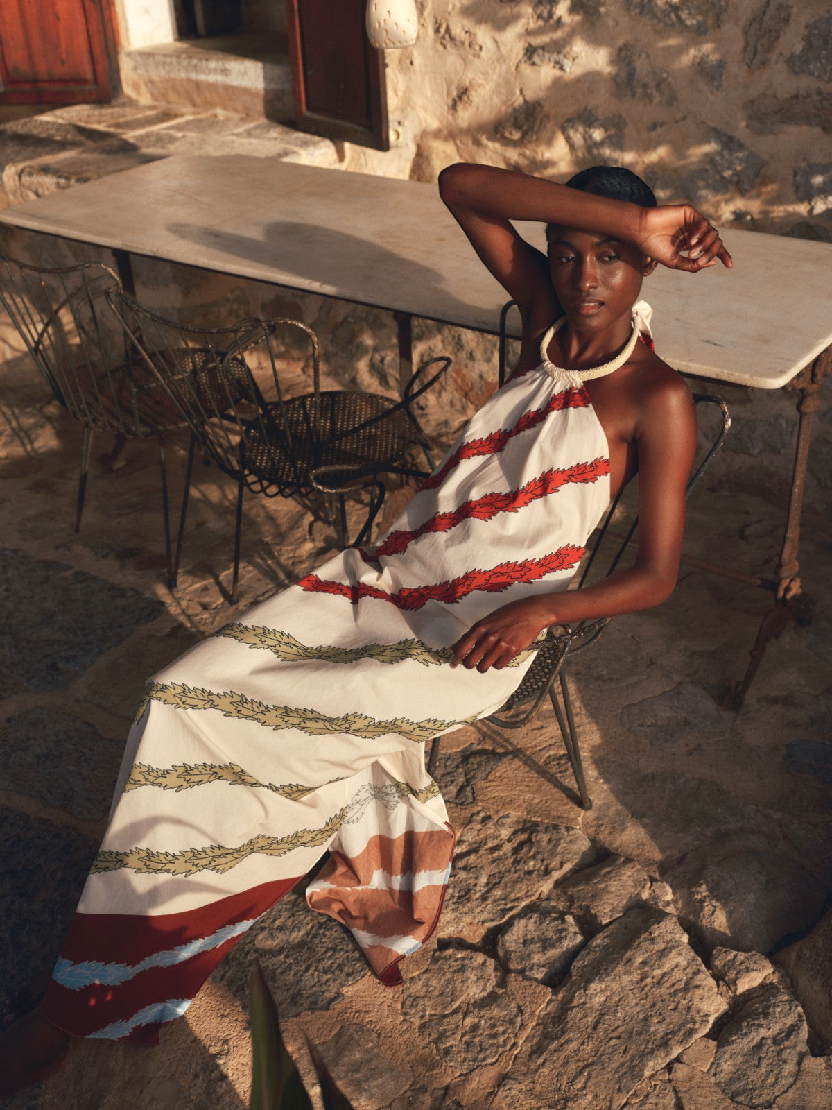 Ipanema Cotton Maxi Dress | Ivory Striped Helechos Ipanema Cotton Maxi Dress | Ivory Striped Helechos - Fashionkind