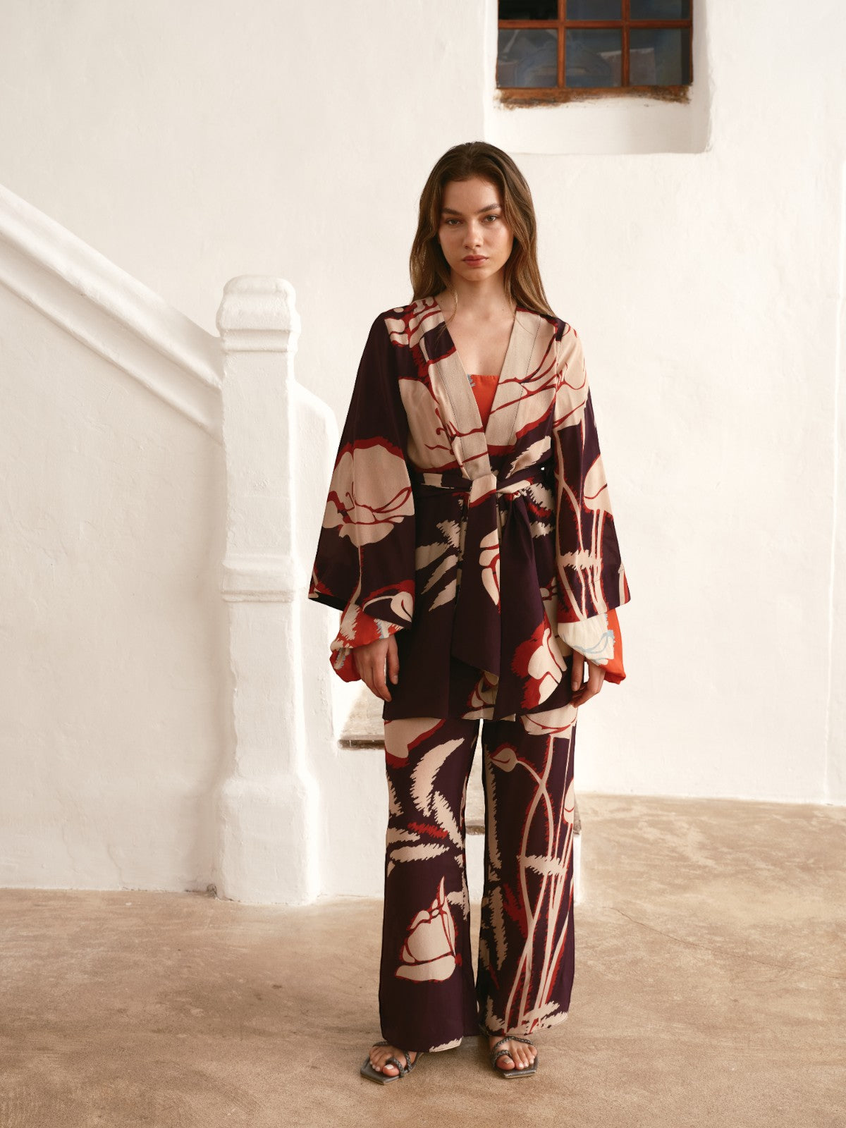 Joaquina Crepe Chine Mini Tunic | Purple Gladiolos Joaquina Crepe Chine Mini Tunic | Purple Gladiolos - Fashionkind