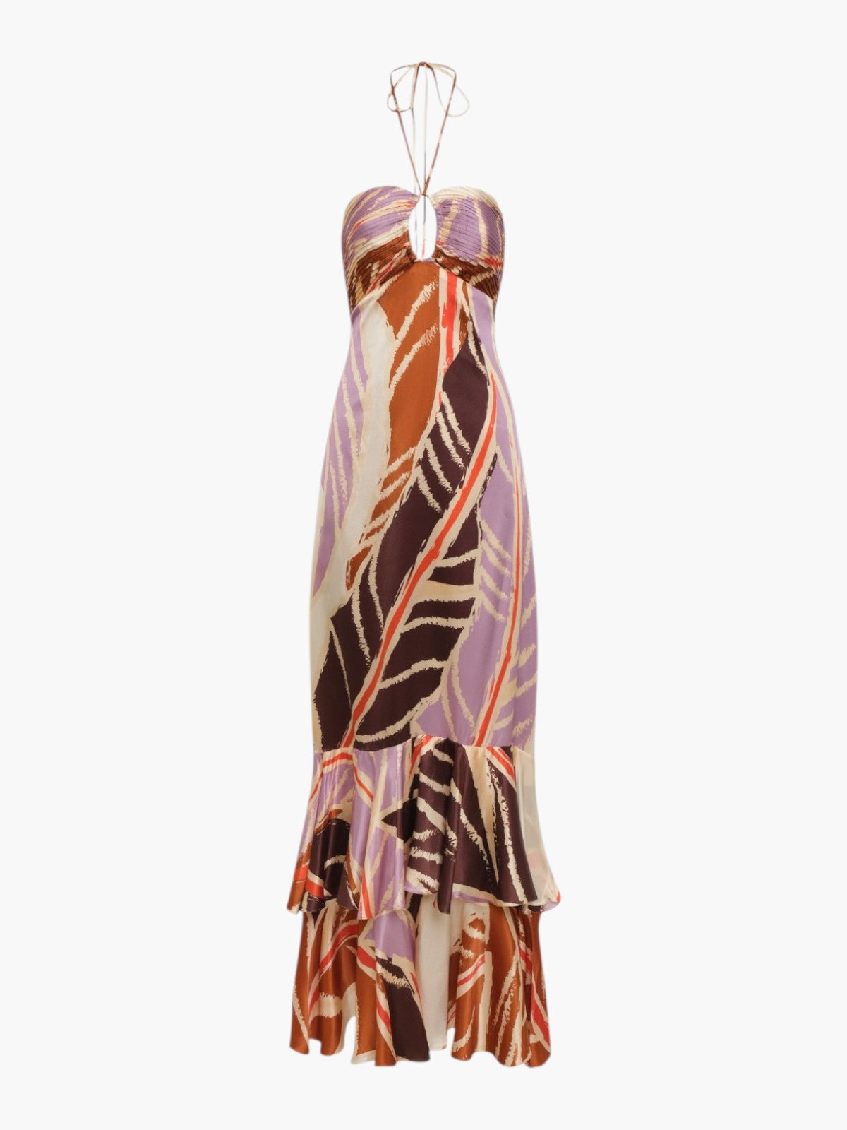 Sevillana Satin Silk Dress | Lilac Platanera Leaves Sevillana Satin Silk Dress | Lilac Platanera Leaves - Fashionkind
