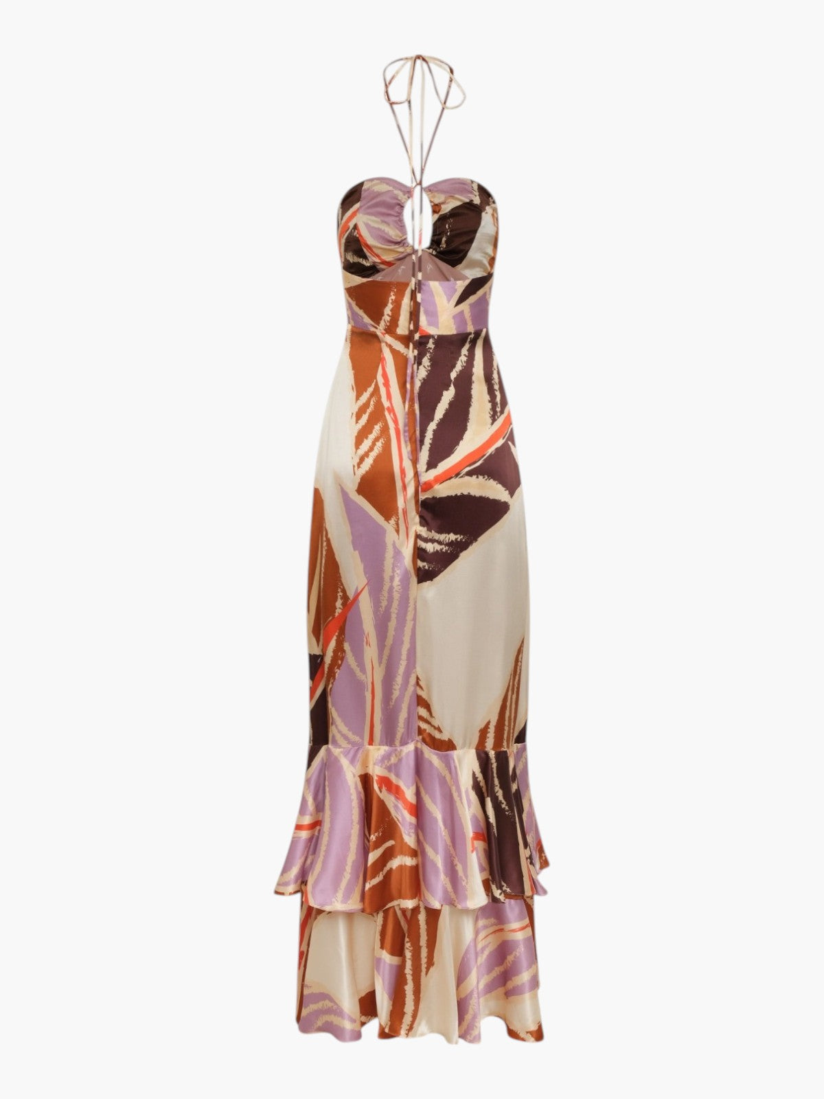 Sevillana Satin Silk Dress | Lilac Platanera Leaves Sevillana Satin Silk Dress | Lilac Platanera Leaves - Fashionkind