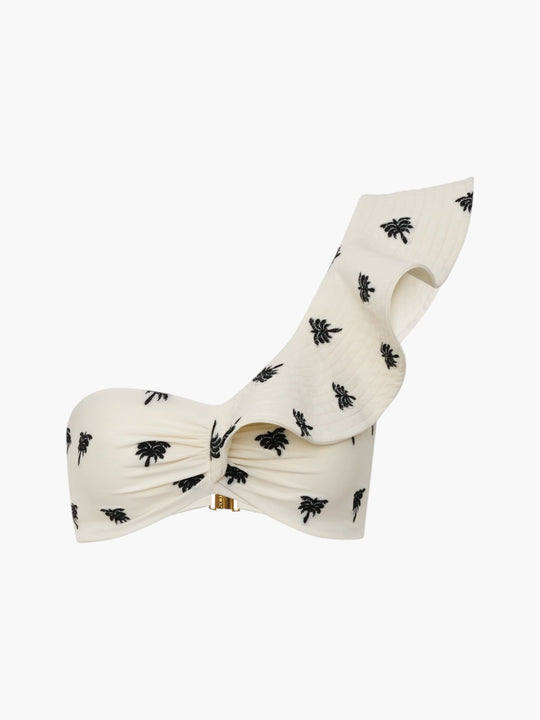 Barranquero Embroidered Top | Ivory/Black Polka Palms