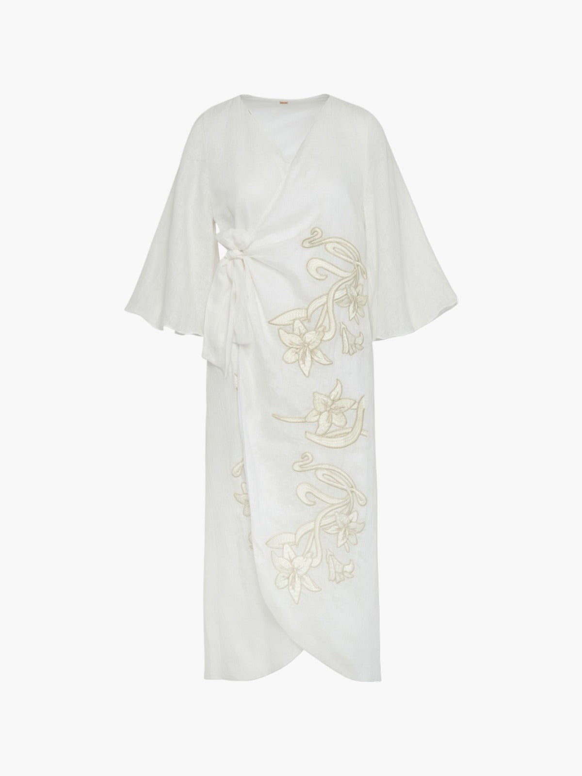 Frida Linen Embroidered Dress | White Frida Linen Embroidered Dress | White