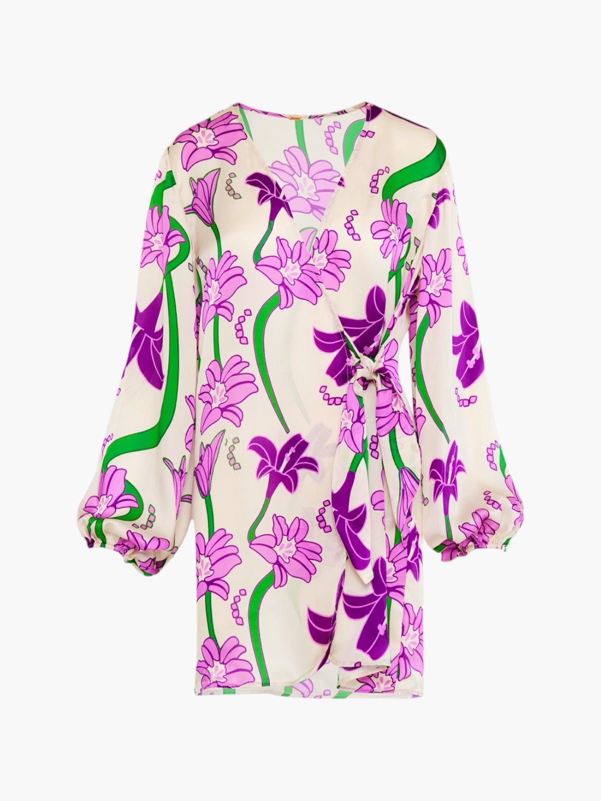 Juan de Dios | Hojarasca Mini Silk Dress | Violet Flowers | Fashionkind Juan de Dios | Hojarasca Mini Silk Dress | Violet Flowers | Fashionkind