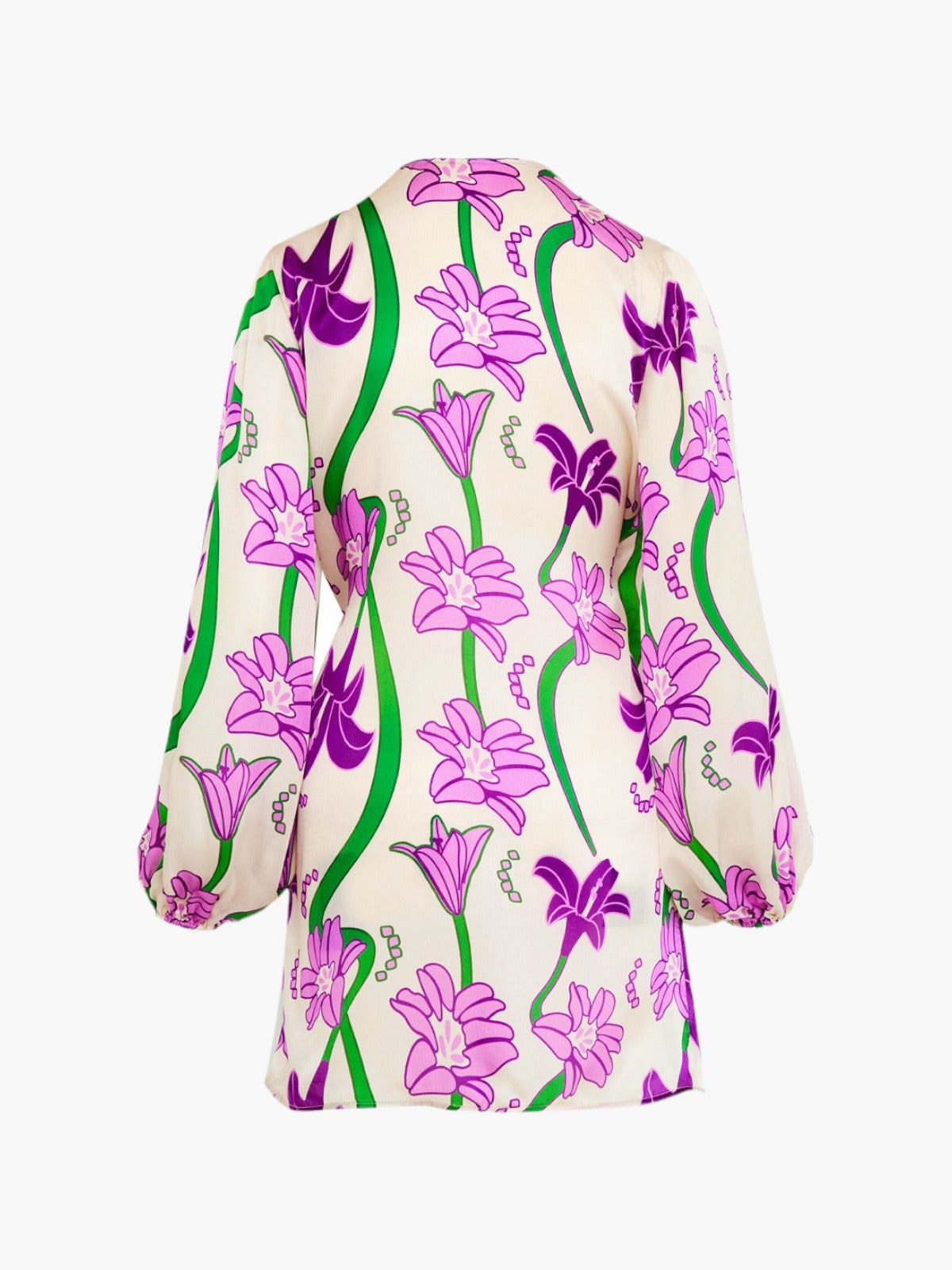 Hojarasca Mini Silk Dress | Violet Flowers Hojarasca Mini Silk Dress | Violet Flowers - Fashionkind