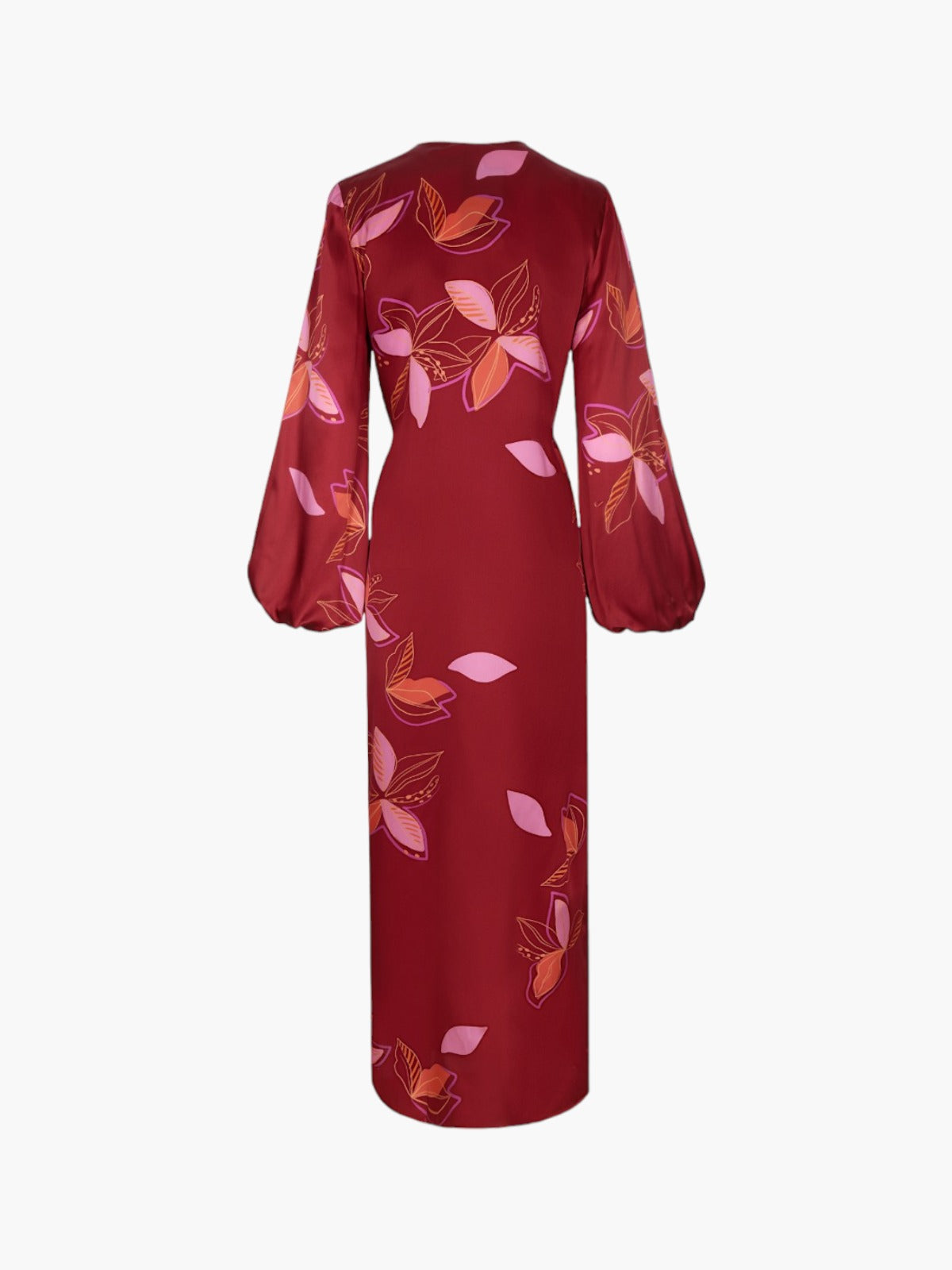 Hojarasca Silk Maxi Dress | Wine Fuchsia Flowers Hojarasca Silk Maxi Dress | Wine Fuchsia Flowers - Fashionkind