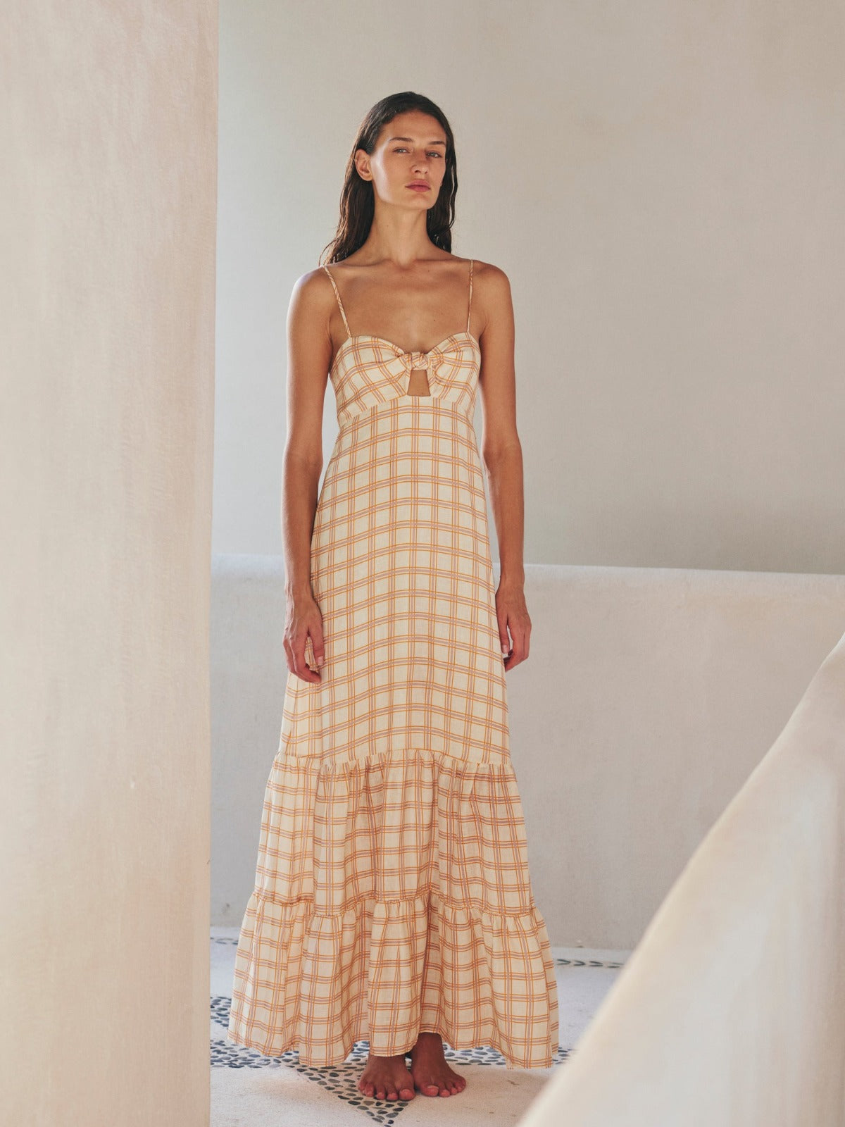 Julieta Linen Maxi Dress | Cream and Butter Scotch Julieta Linen Maxi Dress | Cream and Butter Scotch