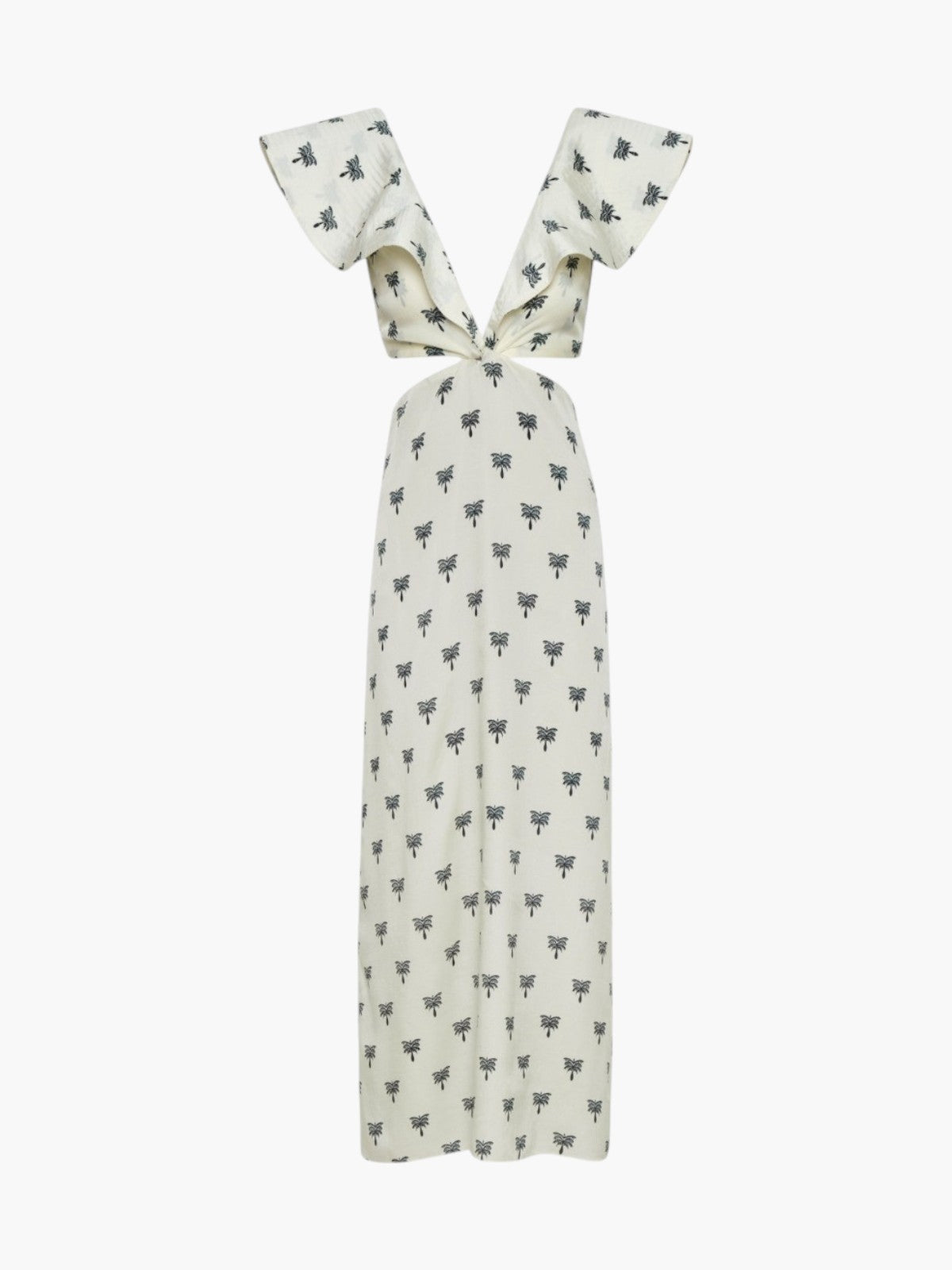 Quetzal Martellato Silk Midi Dress | Ivory/Black Polka Palms Quetzal Martellato Silk Midi Dress | Ivory/Black Polka Palms - Fashionkind