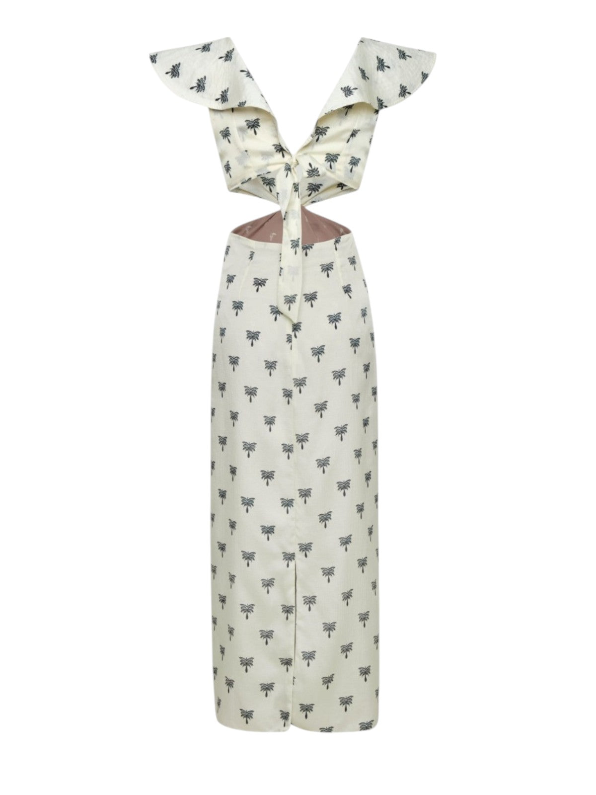 Quetzal Martellato Silk Midi Dress | Ivory/Black Polka Palms Quetzal Martellato Silk Midi Dress | Ivory/Black Polka Palms - Fashionkind