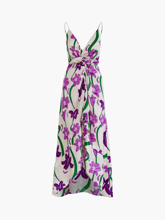 Sabina Silk Dress | Violet Flowers