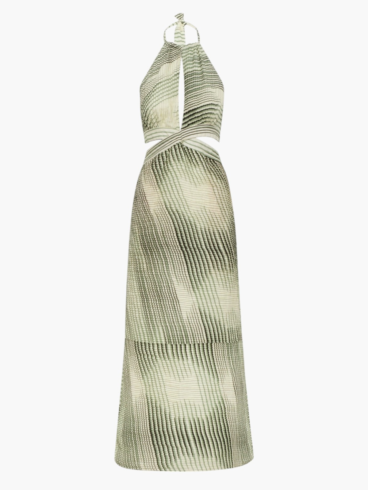 linen midi dress green LIDEE - OPERA GOWN