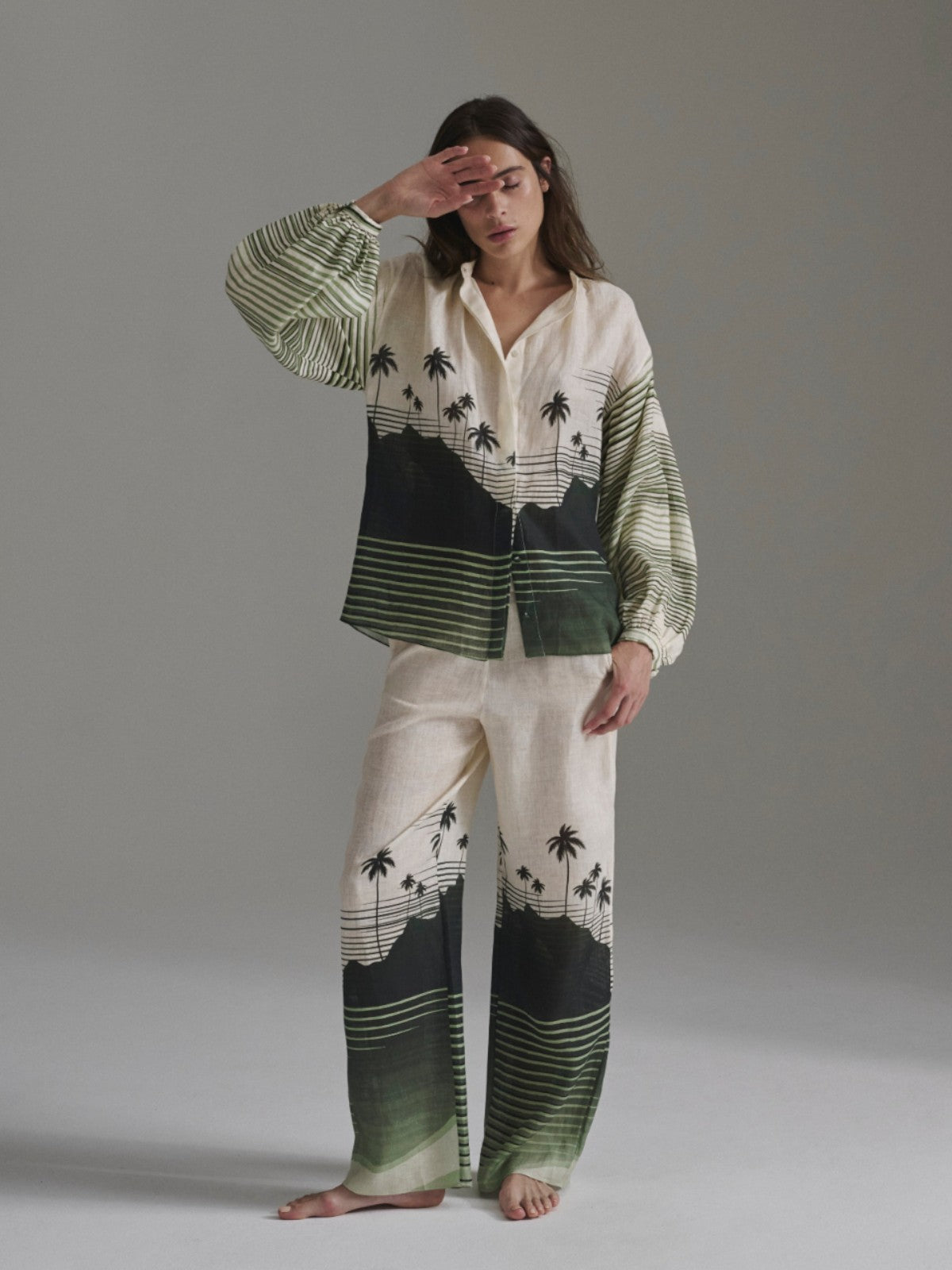 Don Simon Linen Shirt | Green Tropical Landscape Don Simon Linen Shirt | Green Tropical Landscape - Fashionkind