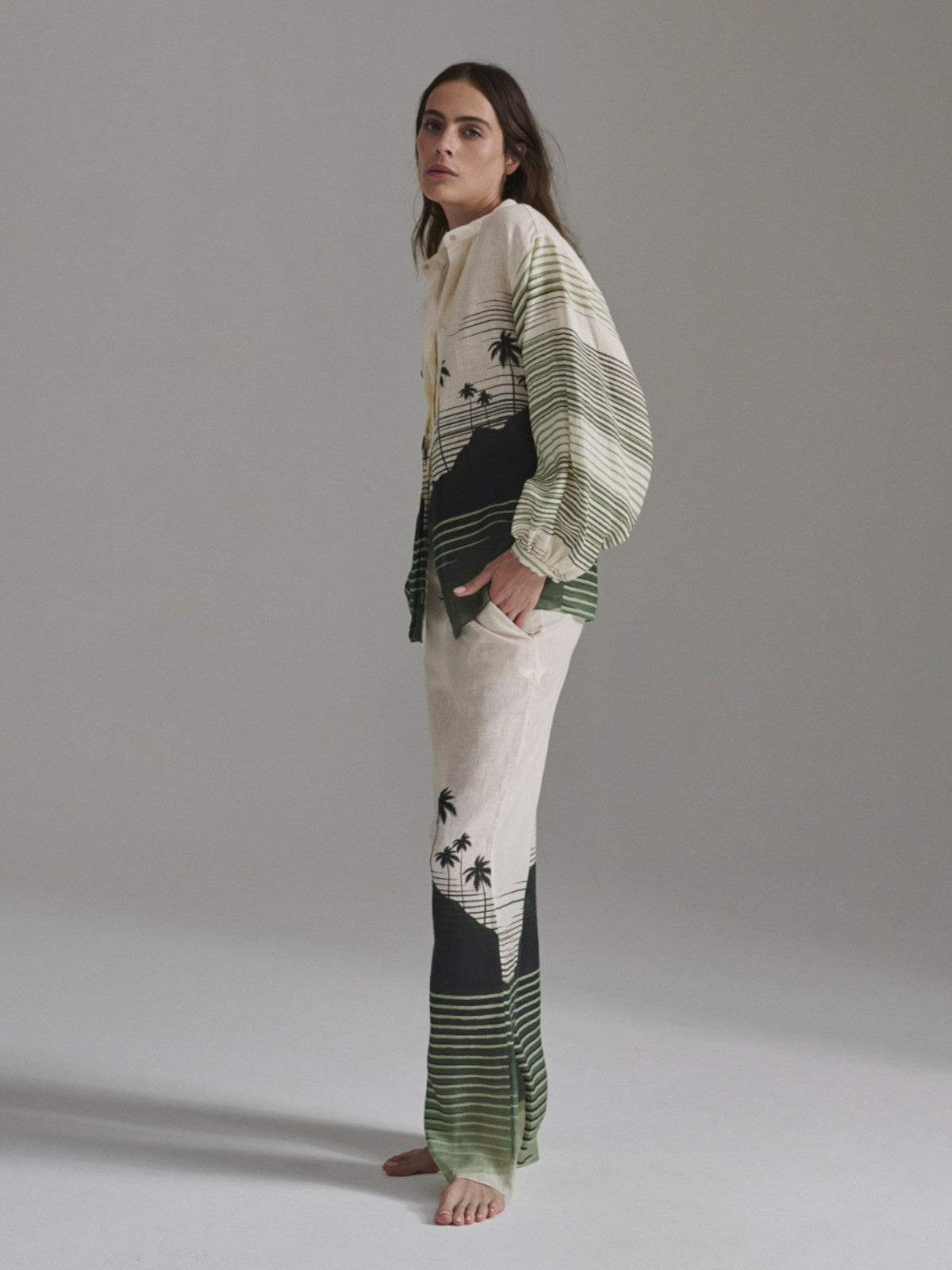 Don Simon Linen Shirt | Green Tropical Landscape Don Simon Linen Shirt | Green Tropical Landscape - Fashionkind
