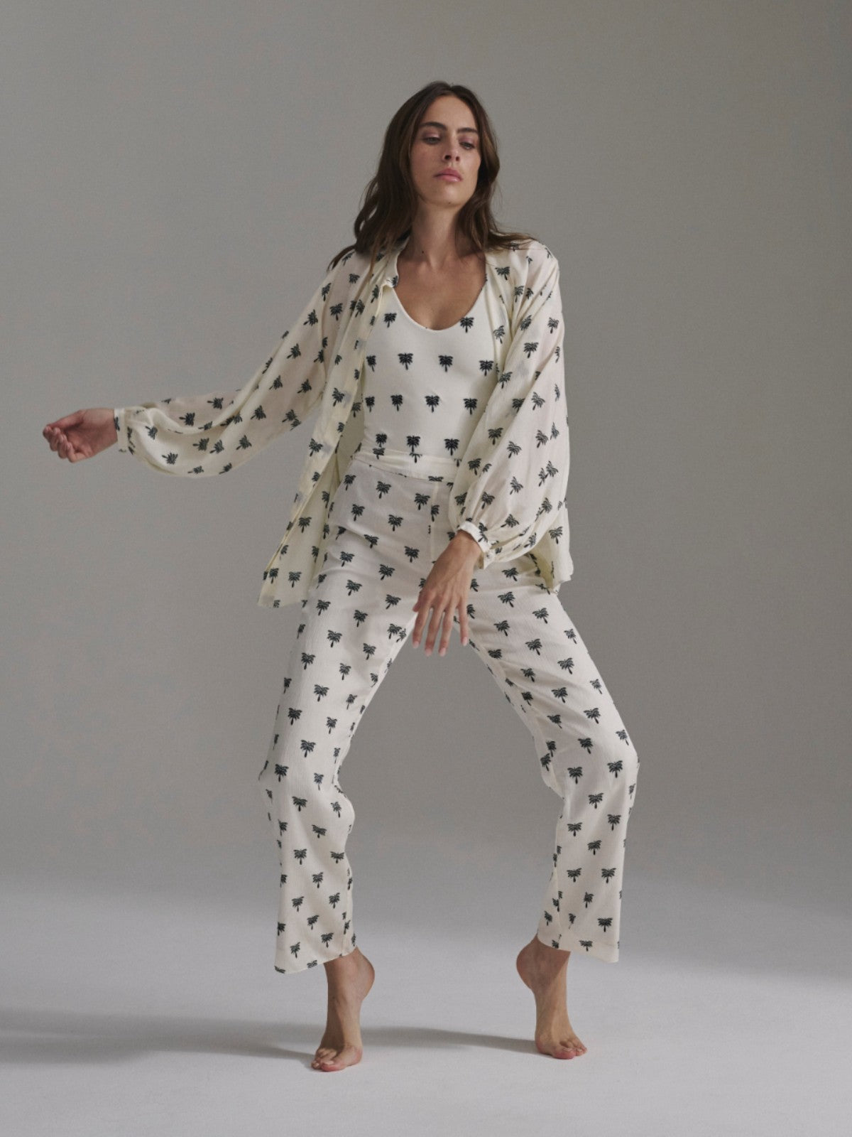 Don Simon Martellato Silk Shirt | Ivory/Black Polka Palms Don Simon Martellato Silk Shirt | Ivory/Black Polka Palms - Fashionkind