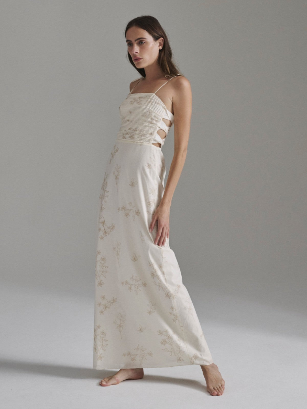 Tejada Pleated Cotton Midi Dress | Ivory Guayacan Tejada Pleated Cotton Midi Dress | Ivory Guayacan - Fashionkind