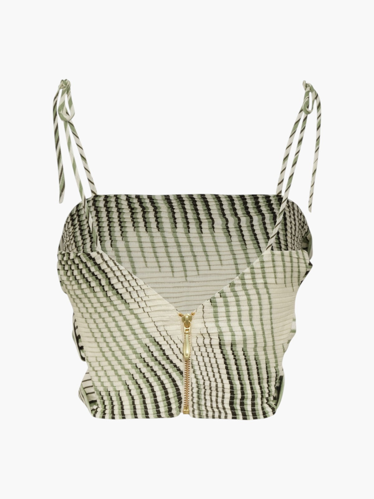 Tejada Pleated Linen Top | Green Stripes Tejada Pleated Linen Top | Green Stripes - Fashionkind