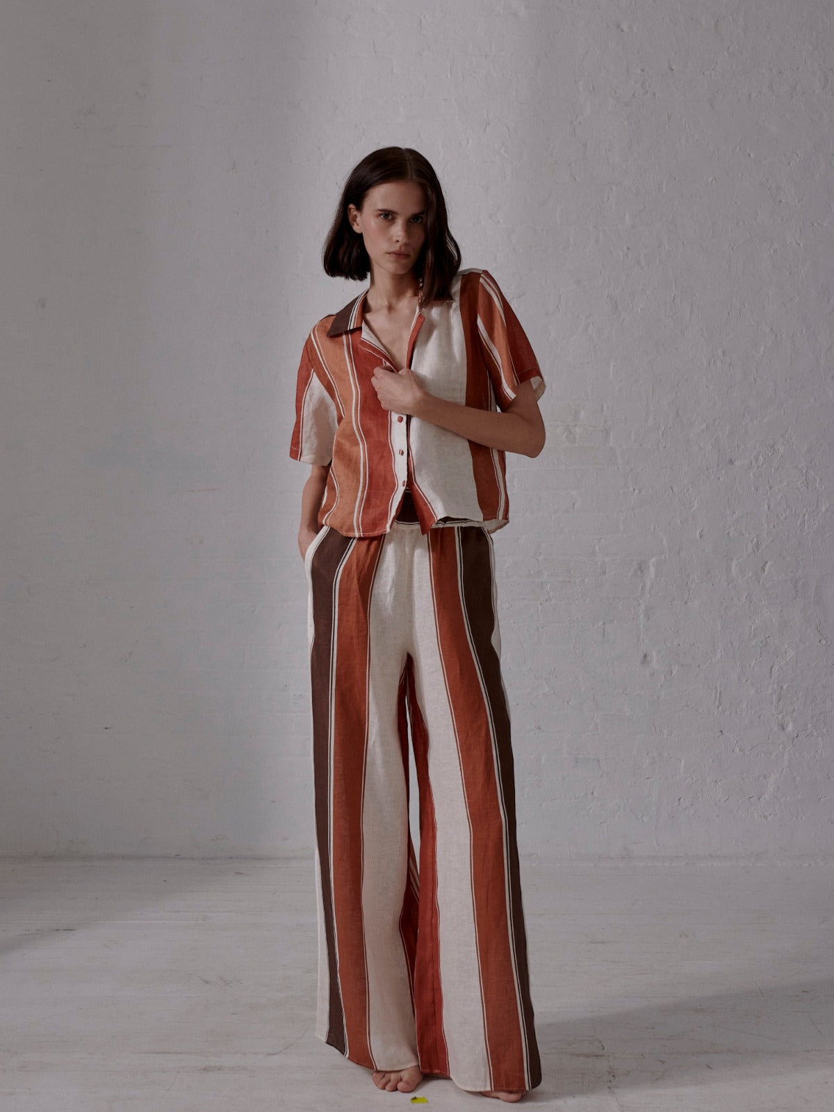 Tomaso Linen Shirt | Terra Stripes Tomaso Linen Shirt | Terra Stripes - Fashionkind