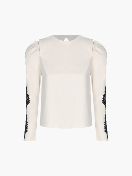 Ana Canvas Hand Embroidered Blouse | Ecru