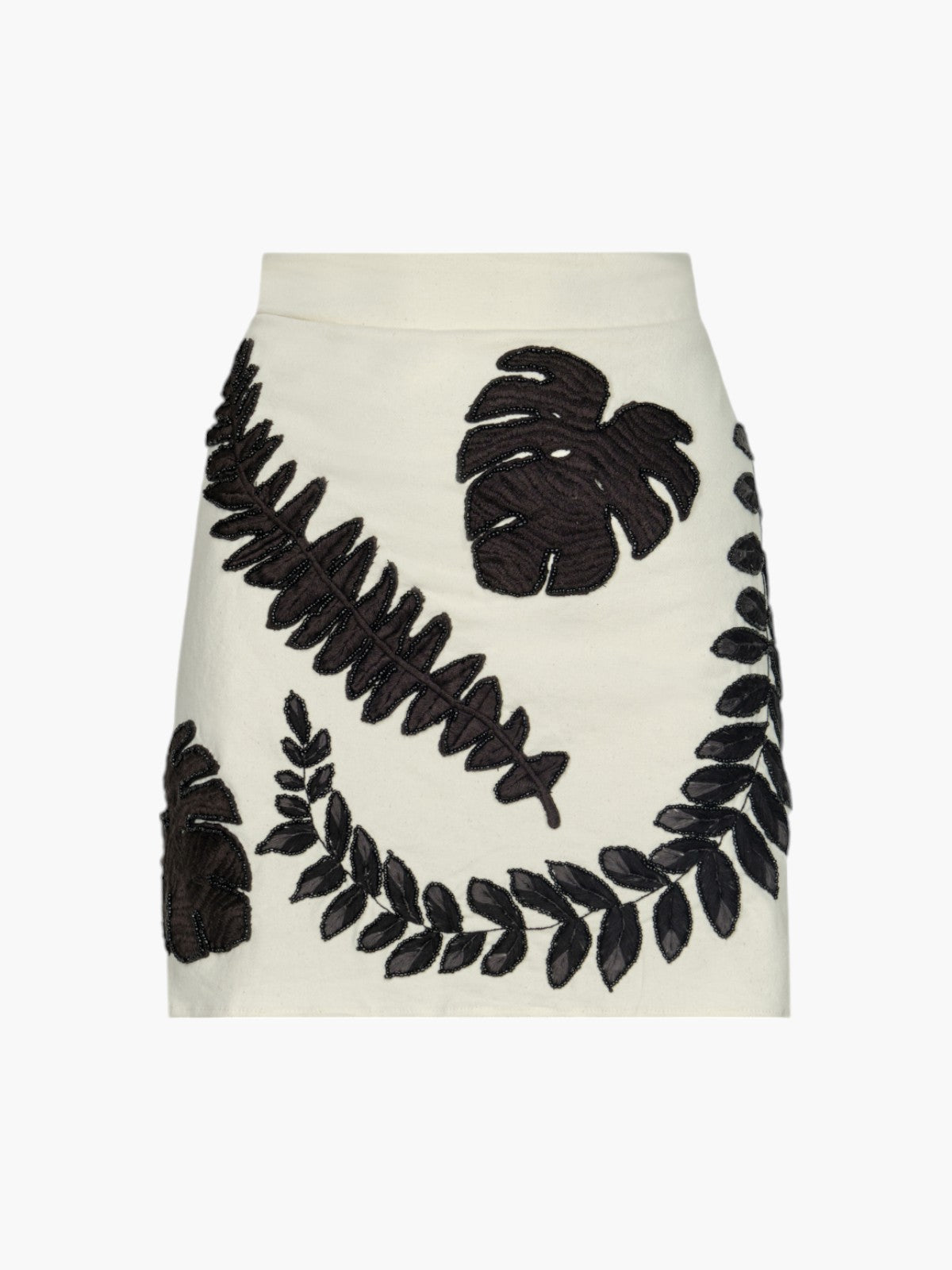 Carmelita Canvas Hand Embroidered Mini Skirt | Ecru Carmelita Canvas Hand Embroidered Mini Skirt | Ecru - Fashionkind