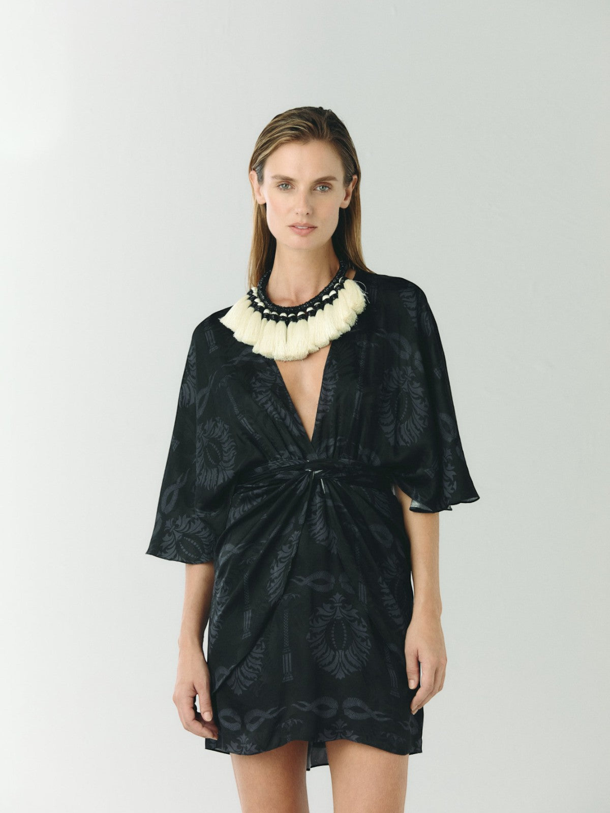 Coco Silk Jacquard Mini Dress | Black Coco Silk Jacquard Mini Dress | Black - Fashionkind