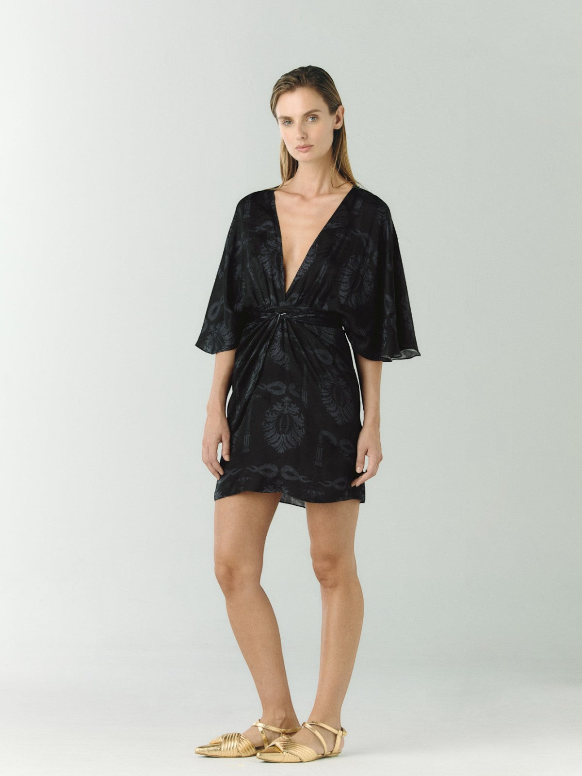 Coco Silk Jacquard Mini Dress | Black Coco Silk Jacquard Mini Dress | Black - Fashionkind