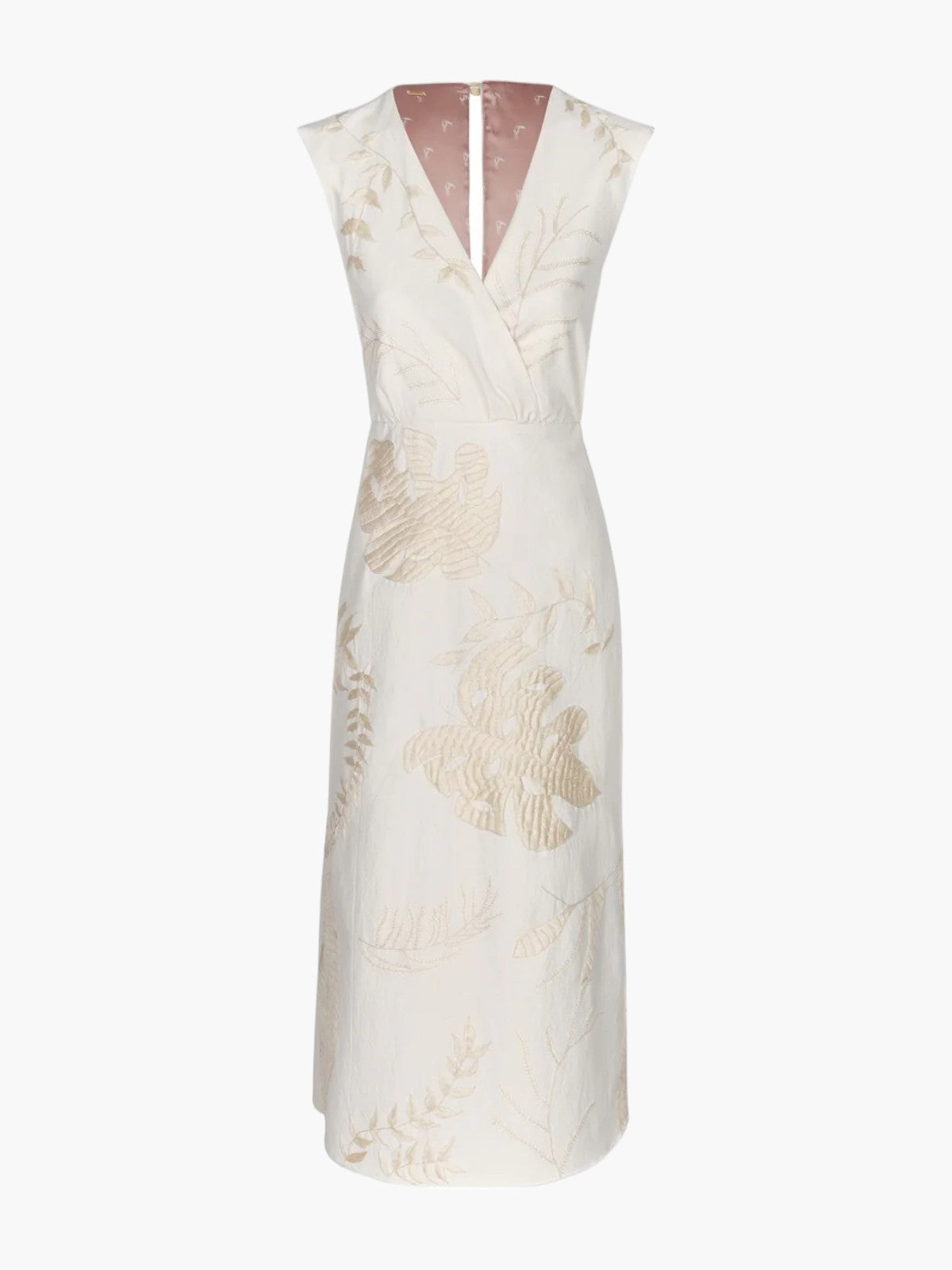 Gualanday Canvas Hand Embroidered Midi Dress | Ecru Gualanday Canvas Hand Embroidered Midi Dress | Ecru - Fashionkind