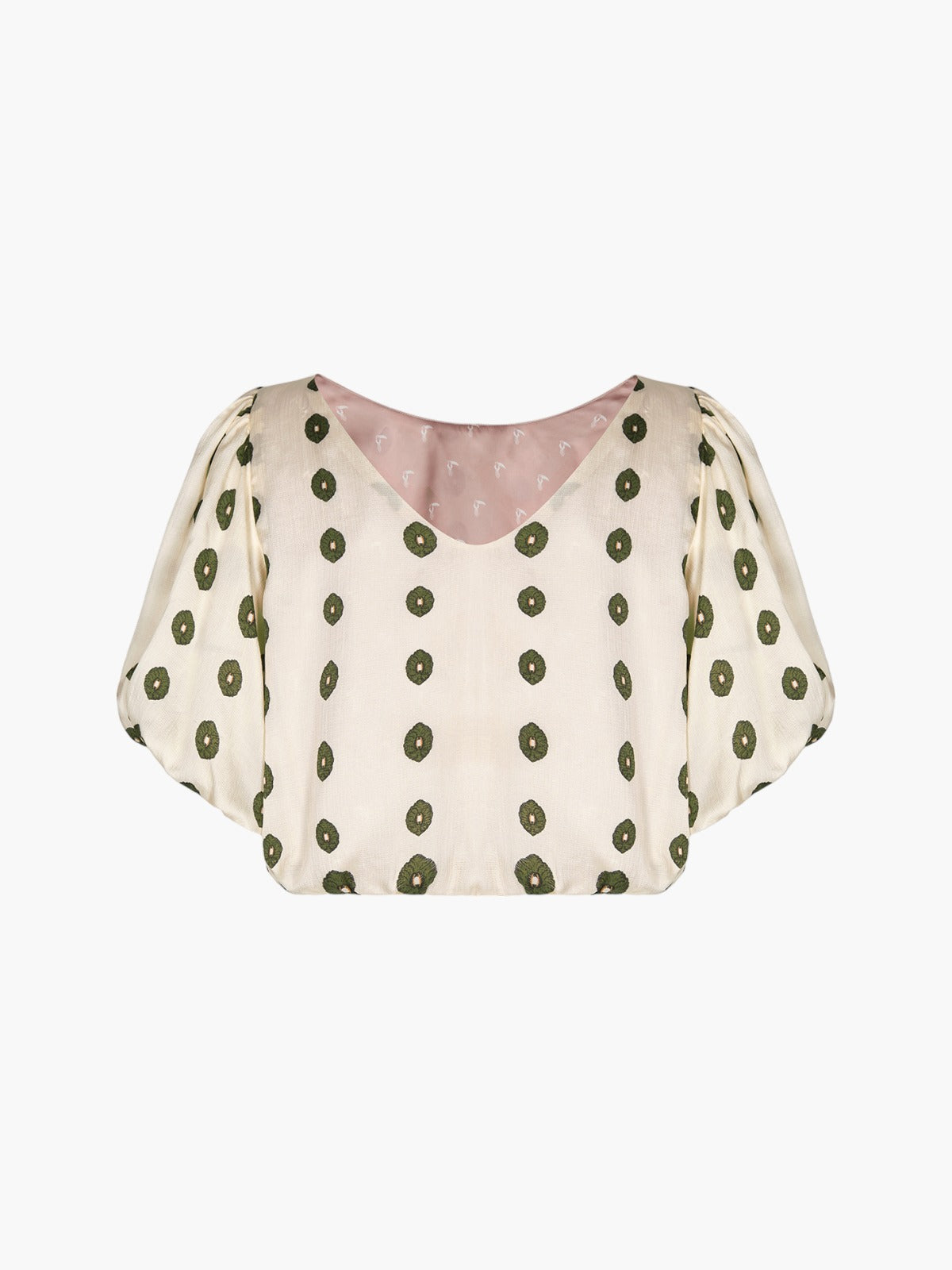 Guayacan Silk Martellato Blouse | Ivory Green Chintz Guayacan Silk Martellato Blouse | Ivory Green Chintz