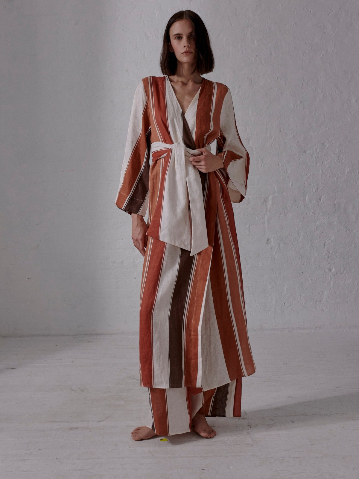 Joaquina Linen Kaftan | Terra Stripes Joaquina Linen Kaftan | Terra Stripes - Fashionkind