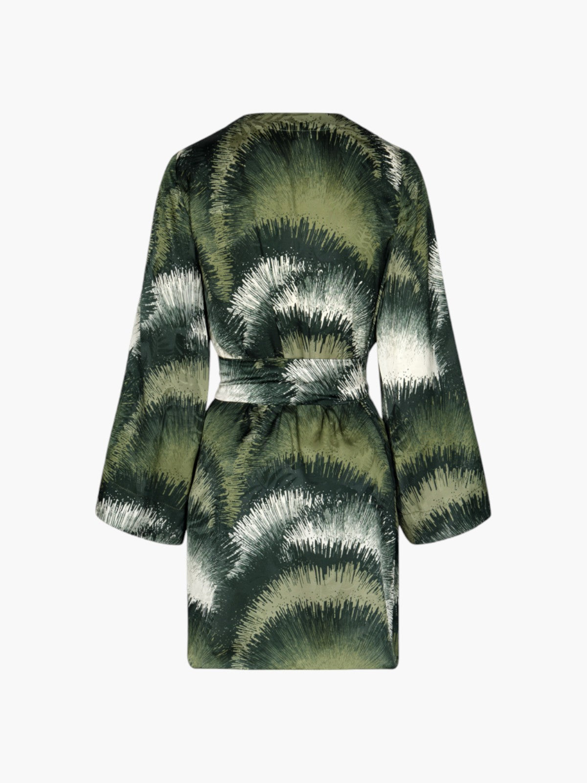 Joaquina Silk Jacquard Mini Kaftan | Green Brushed Joaquina Silk Jacquard Mini Kaftan | Green Brushed - Fashionkind
