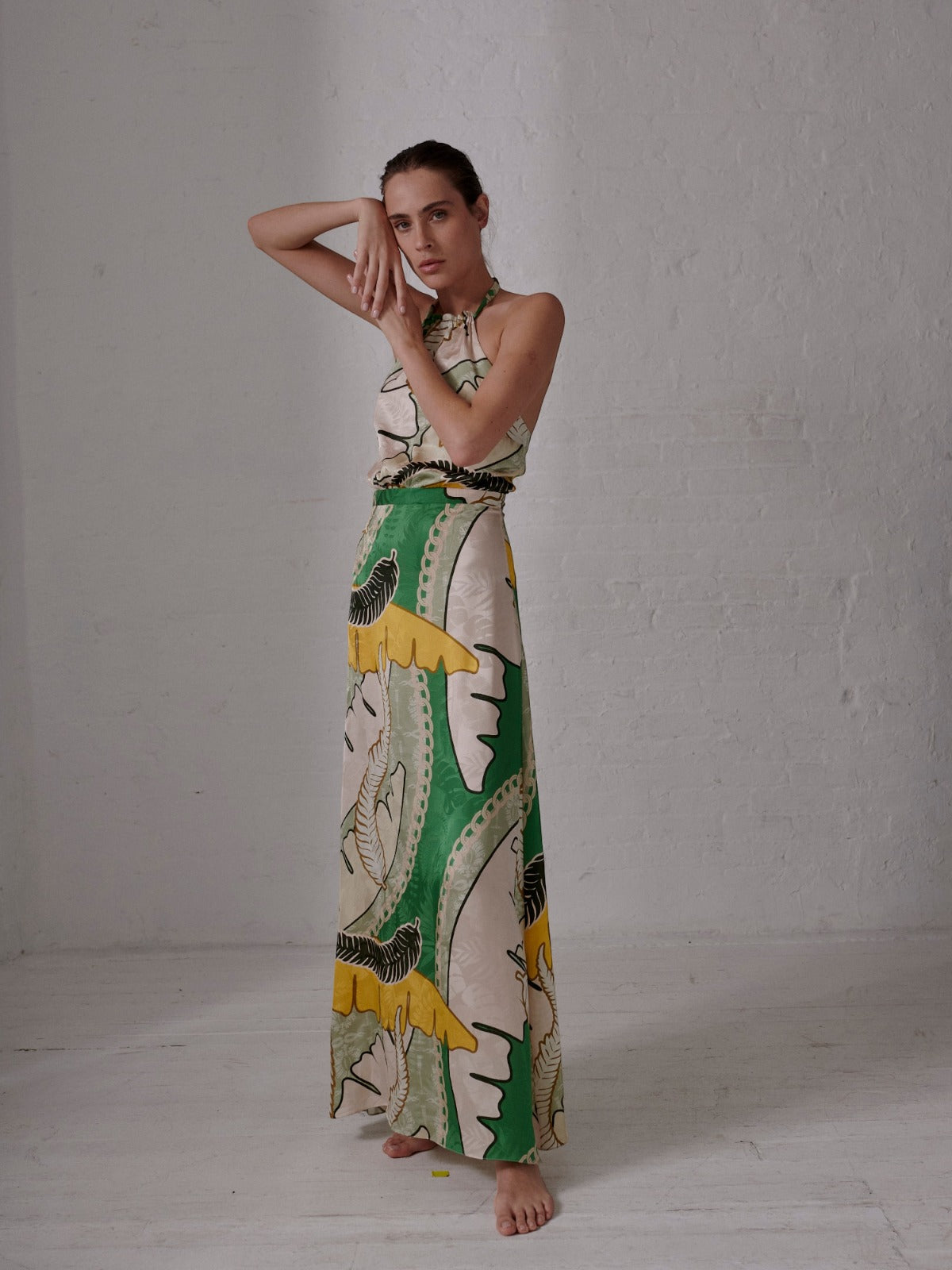 Magdalena Jacquard Maxi Dress | Green Magdalena Jacquard Maxi Dress | Green