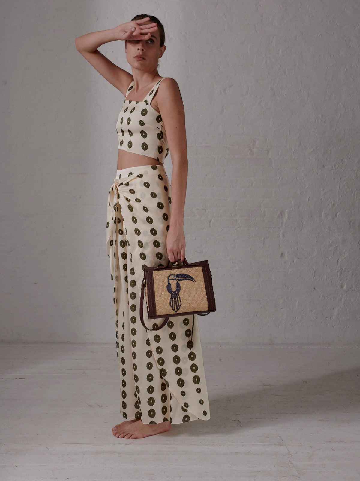 Marimba Silk Martellato Top  | Ivory Green Chintz Marimba Silk Martellato Top  | Ivory Green Chintz