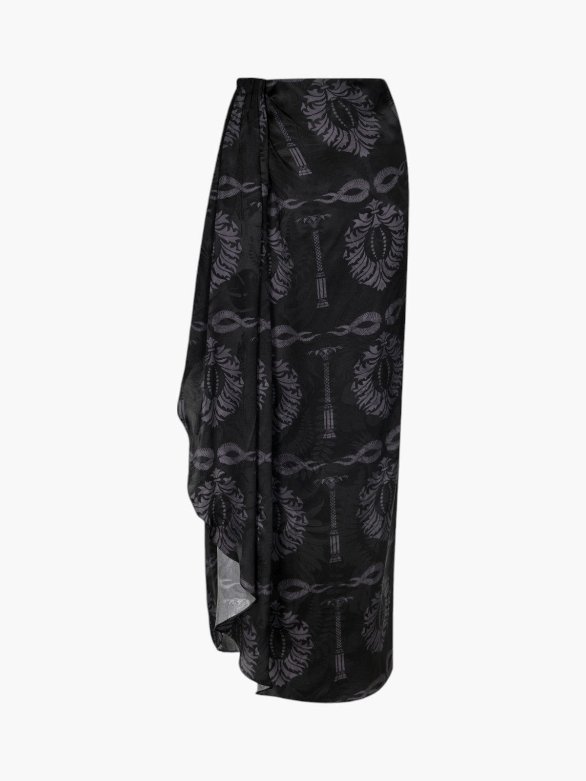 Myanmar Silk Jacquard Midi Skirt | Black Myanmar Silk Jacquard Midi Skirt | Black - Fashionkind
