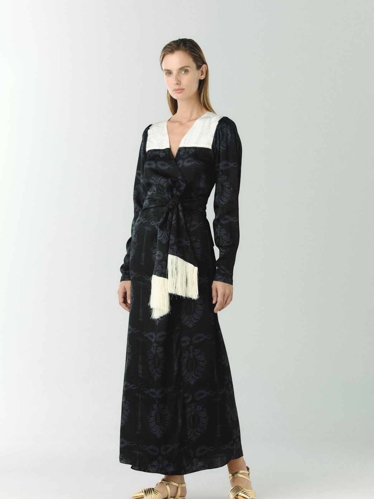 Obregon Silk Jacquard Maxi Dress | Black Obregon Silk Jacquard Maxi Dress | Black - Fashionkind