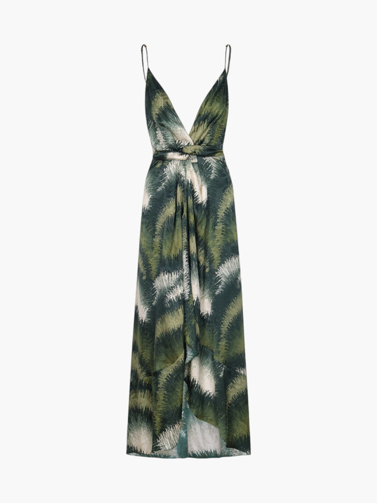 Juan de Dios | Sabina Silk Jacquard Midi Dress | Green Brushed
