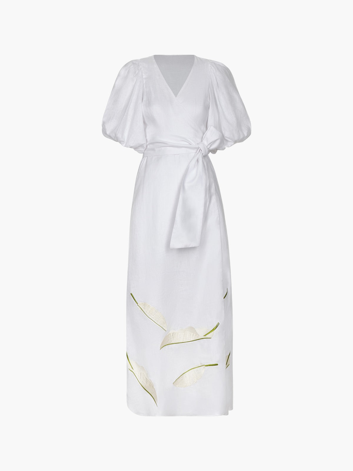 Ermita Linen Embroidered Midi Dress | White Ermita Linen Embroidered Midi Dress | White