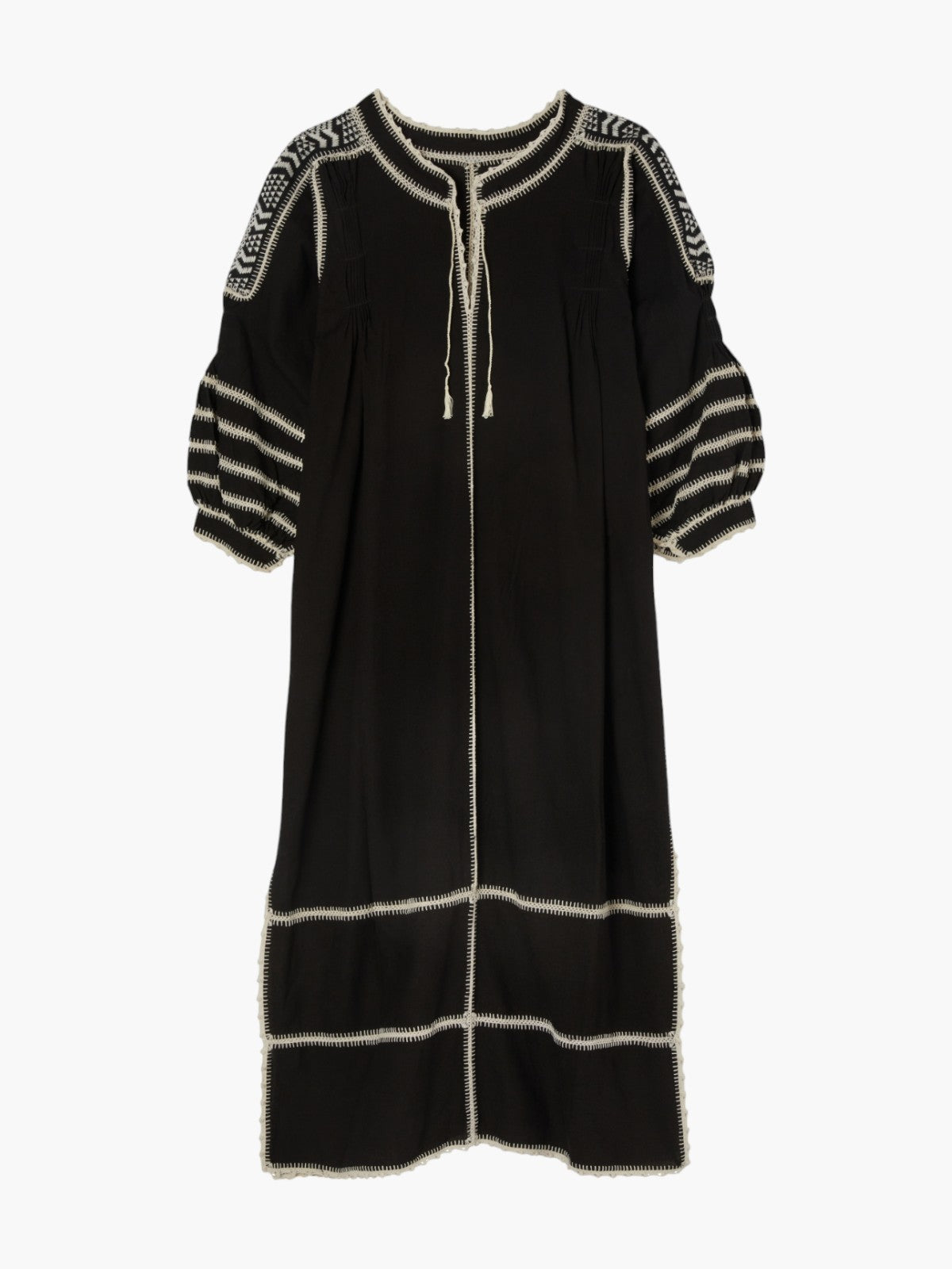 Larkin Lane | Amorcita Mexican Dress | Black/Ivory | Fashionkind Larkin Lane | Amorcita Mexican Dress | Black/Ivory | Fashionkind