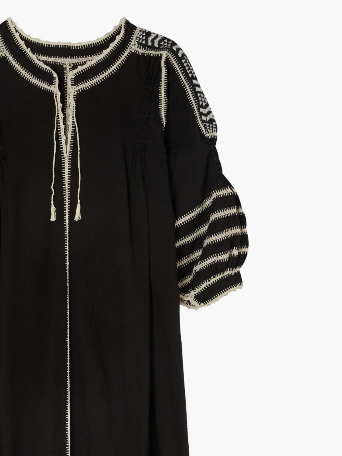 Larkin Lane | Amorcita Mexican Dress | Black/Ivory | Fashionkind Larkin Lane | Amorcita Mexican Dress | Black/Ivory | Fashionkind