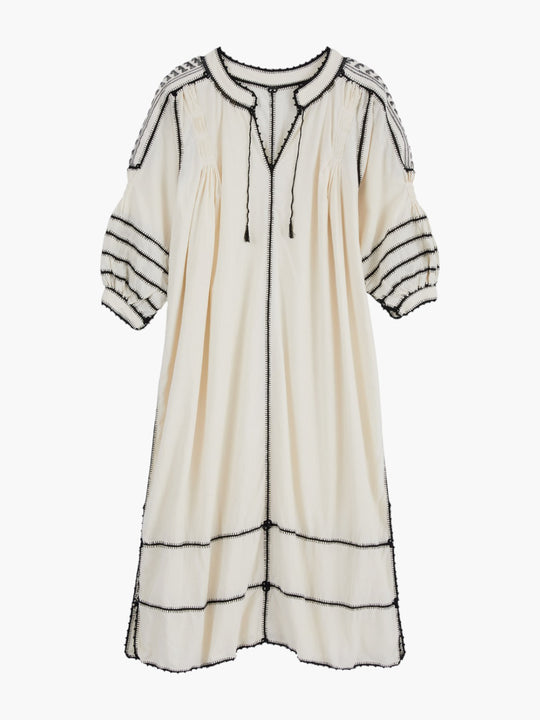 Amorcita Mexican Dress | Ivory/Black