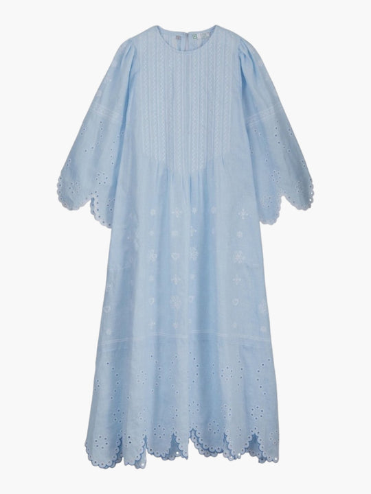 Maryna Embroidered Ukrainian Dress | Light Blue
