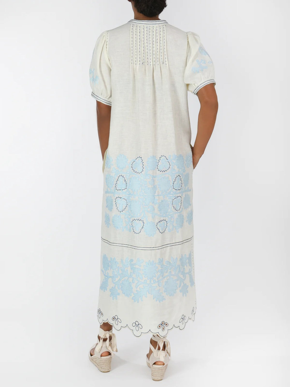 Natalia Ukrainian Embroidered Dress | White/Blue/Navy Natalia Ukrainian Embroidered Dress | White/Blue/Navy